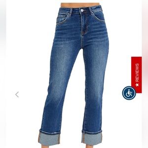 NWT! Risen High Rise Cuffed Straight Fit Dark Wash Jeans sz13/31